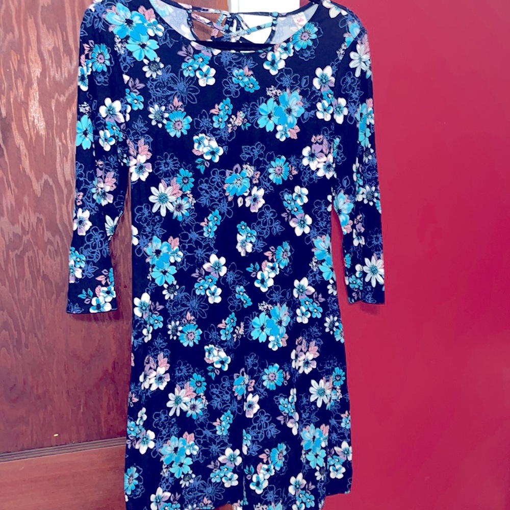 Justice Blue Floral Dress - Picture 1 of 3